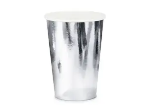Vienreizlietojams papīra krūzīte PartyDeco KPP35-018-EU1 220 ml, sudrabots, 6 gab.