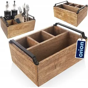 Wooden Cutlery, Sauces and Condiments Stand ORION Mango — countertop organizer for utensils and seasonings