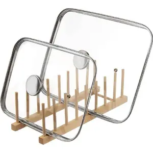 Wooden plate and lid stand ORION 35.5×13.5×11 cm, kitchen organizer