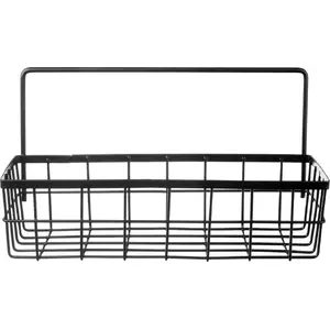 Wall-mounted metal spice shelf ORION Ori_540600 — black wire basket for kitchen or bathroom