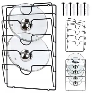 Vilde 569737 metal lid holder and organizer, black — wall-mounted/stand kitchen accessory
