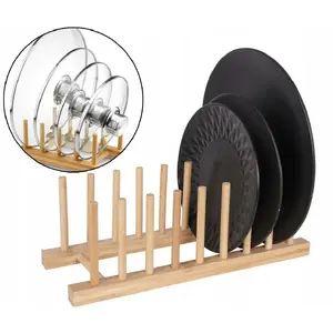 Bamboo lid and plate organizer stand Brunbeste BB-2562 — holder for kitchen lids and plates