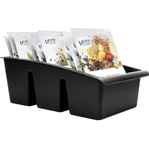 Kitchen spice pouch organizer Vilde model 229047-C, divided black container for herb and spice sachets