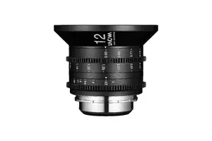 Plaša kinematogrāfiskā objektīva No name Laowa 12mm T2.9 Zero‑D priekš MILC/SLR — 16 elementi/10 grupas, 87 mm, 675 g, melna