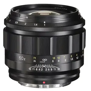 Voigtländer 50mm f/1.0 Nokton Standard lens — 9/7 elements/groups, 62mm filter, 0.45m close focus, black