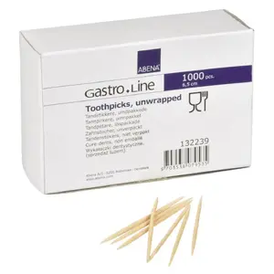 Toothpicks Abena Gastro 6.5 cm, round wooden toothpicks with points at both ends, loose pack 1000 pcs