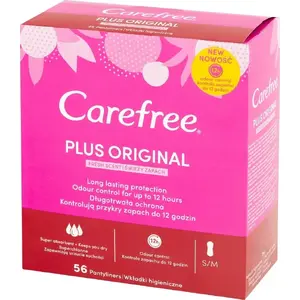 Higiēniskās ieliktņi Johnson & Johnson Carefree Plus Original, svaigs aromāts, 56 gab., iepakojums