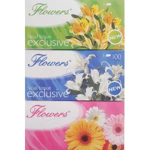 Divslāņu papīra salvetes Flowers Exclusive 100 lapas FLEX2W100