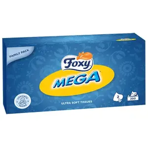 Papīra salvetes Foxy Mega Cellulose baltas 200 gab. — celuloze, viendabīgas, iepakojums 200 gab.