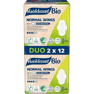 Гигиенические прокладки Vuokkoset BIO Normal с крыльями, 2×12 шт