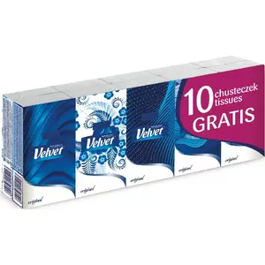 Facial tissues Velvet Velvet 10 packs of 9 sheets – pocket tissue, soft hygienic paper