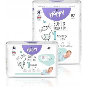 Autiņbiksītes Happy Newborn izm. 1 (2–5 kg), 42 gab. - Happy