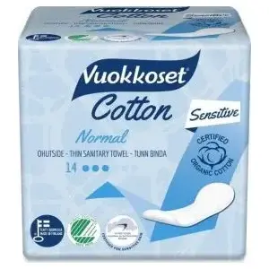 Прокладки Vuokkoset COTTON Normal Sensitive, без крылышек, 14 шт.