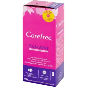 Higiēniskās ielīmītes Carefree Plus Large ar svaigu aromātu, 20 gab. iepakojumā