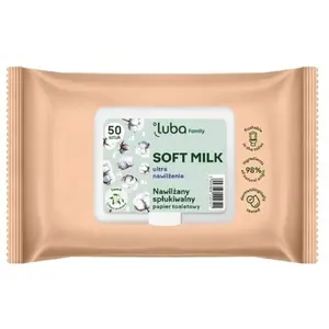 Mitrās tualetes loksnes Luba Family Soft Milk, 50 gab.
