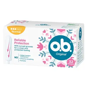 Тампоны O.B. Original Normal — 32 шт., без аппликатора, для нормального кровотечения, STANDARD 100 by OEKO-TEX