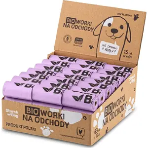 Biodegradable pet waste bags Starch Bag STARCHBAG Kompostowalne BIOworki 63 rolls × 15 pcs, lilac