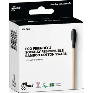 Ušutīrītes Humble Brush ar bambusa kātiņiem un dabīgu kokvilnu, melnas, 100 gab.