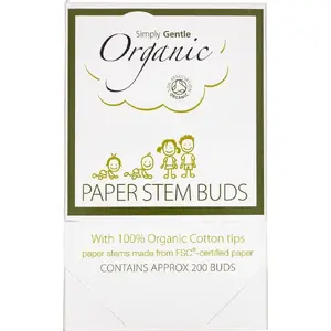 Kokvilnas kociņi Simply Gentle Organiczne — 200 gab., bioloģiski noārdāmi