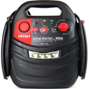 Palaišanas ierīce Amio 4‑in‑1 12V 17Ah 900A JS01 — portatīvs automašīnas starteris
