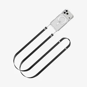 Neck Lanyard Strap Spigen DA30L — Black, Nylon and Suede, 0.9 m