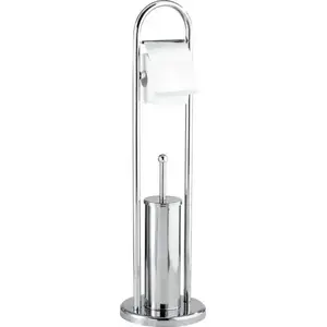 Wall-mounted brush and toilet roll holder Wenko Vasto 22 x 81 cm stainless steel silver