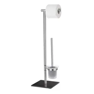 Toilet brush and holder Wenko Free-standing Lima, stainless steel, black, H 690 mm