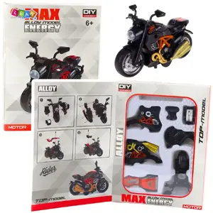 Toy turning motorcycle metal 1:14 scale black‑orange — LEANToys