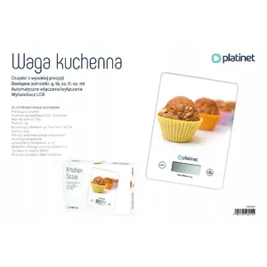 Кухонные весы PLATINET PBSKM — вместимость 7 кг, размеры 200×145×20 мм, модель MUFFIN