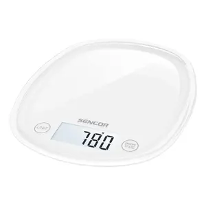 Electronic kitchen scale SENCOR SKS 30WH, max 5 kg, 1 g accuracy, LCD display, white