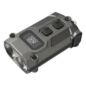 Keychain flashlight Nitecore TINI3 — 600 lm, 4-LED, grey aluminium, USB rechargeable, IP54