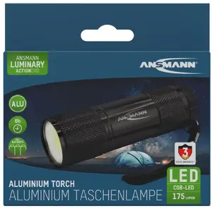 Hand flashlight EMOS Ansmann Action COB LED, aluminium housing, 175 lm, IPX3, 3× alkaline