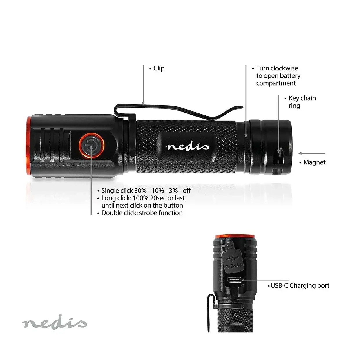 Ручной фонарь Nedis LTRR20WBK Photo 12