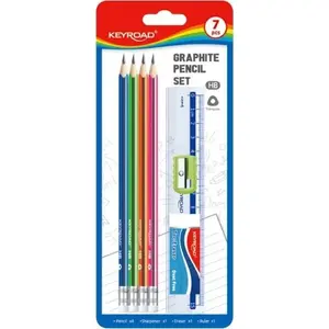 School pencil set Keyroad HB pencils, 7-piece blister pack, assorted colors