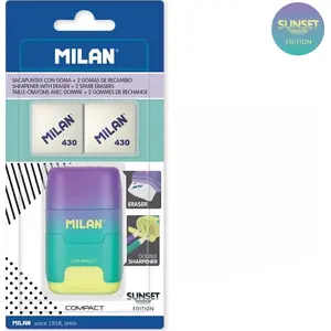 Точилка Milan TEMPERÓWKA с ластиком, Compact Sunset, 2 резиновые вставки, модель 607171