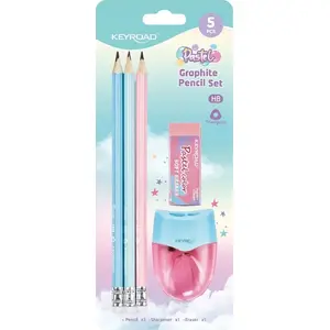 School set Keyroad Zestaw szkolny KEYROAD Pastel — 5-piece stationery set in blister, assorted colors