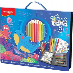Art set Keyroad Ocean 65 pieces in blue carrying case with handle
