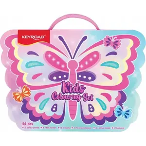 Art set for children small foot KEYROAD 54 pieces in carry box with handle, butterfly motif