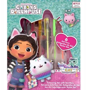 Gel pen set with notebook Kids Euroswan Gabby's Dollhouse GD00064 — 6 gel pens and small notebook