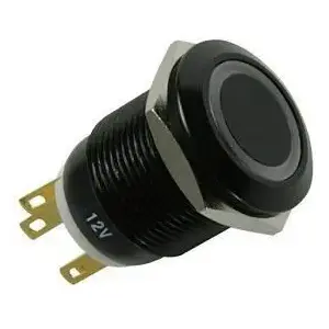 Apgaismots pretvandālisks spiedpoga Lamptron LAMP-SW2004-H, melns polikarbonāts, balta daļa