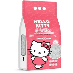 Бентонитовый комкующийся наполнитель для кошек HELLO KITTY 5 л, запах детской пудры