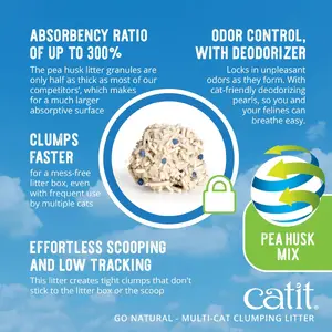 Clumping Cat Litter DIAMENTIQ Diamentiq Go Natural Pea Husk Litter 6.4 kg, vanilla scent, strong clumping, deodorant