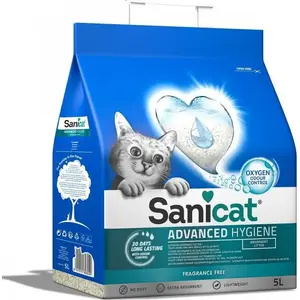 Наполнитель для кошачьего туалета Sanicat Advanced Hygiene 5 л, без запаха