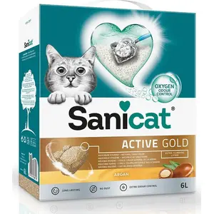 Комкующийся кошачий наполнитель Sanicat Active Gold Argan бентонит 6 л