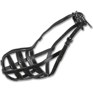 Leather Riveted Muzzle DINO for Dogs — Size 12 (Sheepdog Small)