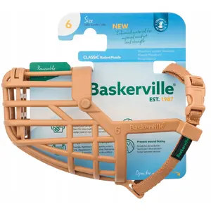 Suņa žoklis Baskerville Classic 6 bēšs — garums 6,5 cm, apkārtmērs 26 cm