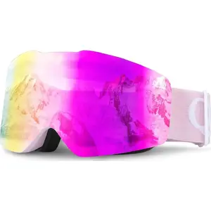 Безрамочные лыжные очки No name Qunature Pink — розовые безрамочные