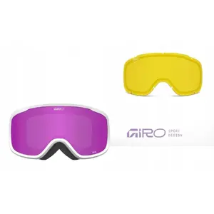 Slēpošanas/boarda maska GIRO Moxie Mauve Stacked (cilindriska) — Amber Pink S2 un Yellow S0 lēcas