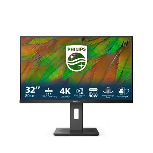 LCD datorskatis Philips 3000 series 32B1U3900/00 31.5" 4K UHD 3840×2160, 4 ms, USB 3.2 hubs, skaļruņi, augstuma regulēšana, VESA (melns)