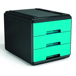 Rakstāmgalds atvilktņu organizators Arda 19P3PNTU — 3 atvilktnes, polipropilēns/polistirēns, 177×255×165 mm, antracīts/tirkīzs